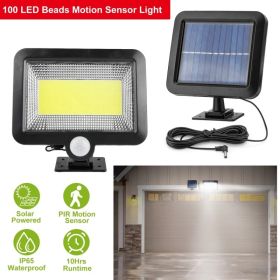 100 LED Solar Motion Sensor Wall Light,IP65 Waterproof Outdoor Solar Lamp,Separable Adjustable Solar Panel with 16.4 FT Extension Cable for Outsi (Option: Black)