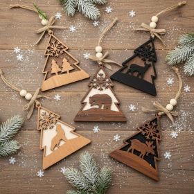 20 Pcs Rustic Christmas Ornaments Wood Animals Reindeer Bear Wolf (Option: MULTI)