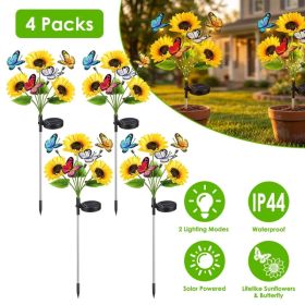 Solar Sunflower Lights Outdoor Waterproof Warm White Solar Landscape Lights with 2 Lighting Modes IP44 Decorative Solar Flower Lights for Yard Pa (Option: YELLOW)