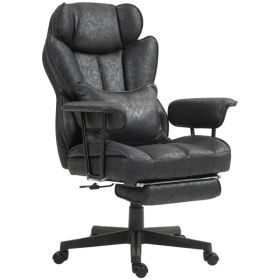 Big and Tall Office Chair with Foot Rest, 400LBS High Back Desk Chair with Padded Armrests, Lumbar Support, Black (Option: Black)