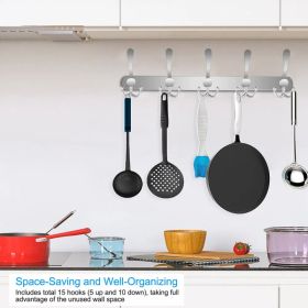 Wall Mount Coat Hook 15 Hooks Stainless Steel Clothes Hangers Rack Robe Hat Towels Hook Coat Rack Hook (Option: AS  PIC)