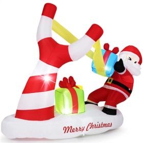 7ft Inflatable Santa Claus Decoration - 5 Built-in LED Lights 210T Polyester Quick Inflation Outdoor Xmas Decor (Option: Defaulttitle)