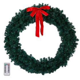 60in Pre-lit Christmas Wreath, Lighted Artificial Xmas Wreath With 220 Warm & Multi-color Lights And 600 PVC Tips, Remote Control Stepless Dimmin (Option: Defaulttitle)