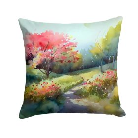 North Carolina Dogwoods in Watercolor Throw Pillow Machine Washable, Indoor Outdoor Decorative Pillow for Couch, Bed or Patio, 18Hx18W (Option: Default)