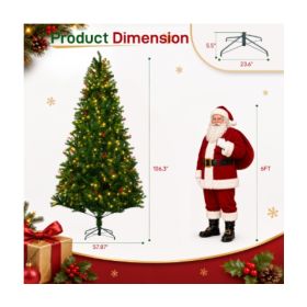 Pre-Lit Pre-Decorated Spruce Christmas Tree, Twinkling LEDs, Pinecones, Berries (Option: 9FT)
