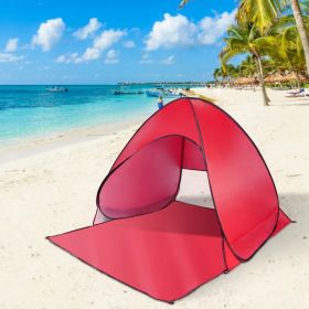 Pop Up Beach Tent Sun Shade Shelter Anti-UV Automatic Waterproof Tent Canopy for 2/3 Man w/ Net Window Storage Bag for Outdoor Beach Camping Fish (Option: Red)