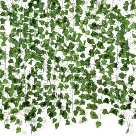 Freyalife Fake Vines For Room Decor Aesthetic Artificial Plant Ivy Leaves Hanging Greenery Garlands For Home Bedroom Wall Wedding Christmas Party (Option: Green)