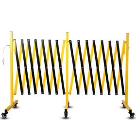 Metal Expandable Barricade, 23 Feet Retractable Fence Outdoor, Mobile Safety Barrier Gate, Easily Assembled Expanding Gate with Casters, Collapsi (Option: as picture)