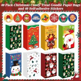 Christmas Gift Bags40Pack Xmas Goody Bags With StickersSmall Candy Treat Bags For Kids, Holiday Cookies Goodies Wrapping Bags, Festival Party Fav (Option: default title)