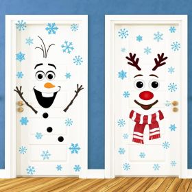Christmas Door Decorations, Snowman Wall Stickers For Windows & Doors, Festive Holiday Decals For Home, Office, Glass & Party Decor (Option: MULTI)