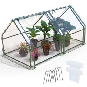 Portable Mini Greenhouse With Roll-Up Zipper Doors Waterproof UV-Resistant PVC Cover Hot House For Indoor Outdoor Garden Patio Backyard 70.86*33. (Option: Green)