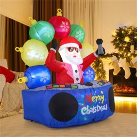 6ft Xmas Inflatable DJ Santa - RGB LED Orbs Music Mute Mode Stakes/Ropes Quick Setup Outdoor Party Decor (Option: Defaulttitle)