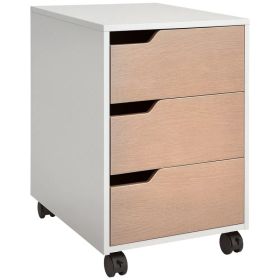 3 Drawer File Cabinet, Mobile Vertical Filing Cabinet with Wheels, Printer Stand with Storage for Home Office, Oak (Option: Oak)