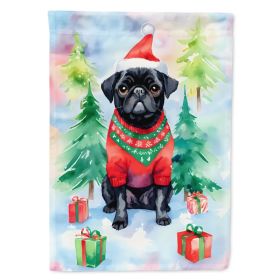 Pug Christmas House Flag Large Porch Sleeve Pole Decorative Outside Yard Banner Artwork Wall Hanging, Polyester, House Size, Multicolor (Option: Default)