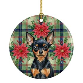 Black and Tan Russian Toy Christmas PoinsettIas Ceramic Ornament Christmas Tree Hanging Decorations for Home Christmas Holiday, Party, Gift, 3 in (Option: Default)
