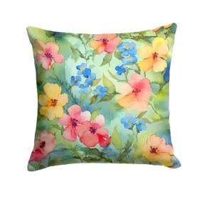 Alaska Forget-me-nots in Watercolor Throw Pillow Machine Washable, Indoor Outdoor Decorative Pillow for Couch, Bed or Patio, 14Hx14W (Option: Default)