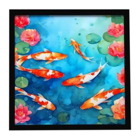 Koi Fish Framed Metal Print Bathroom, Kitchen, Office, Home Decor Wall Art Ready to Hang, Square, 8X8 (Option: Default)