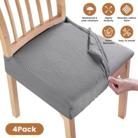 4Pack Waterproof Dining Chair Slipcovers Stretch Chair Seat Slipcovers Removable Washable Jacquard Seat Covers for Dining Room (Option: Grey)