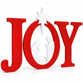 Joy Nativity Scene Outdoor Christmas Sign, Star Silhouette, 3 Piece (Option: White  Red)