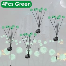 2Packs/4Packs Solar Scary Eyeballs Lights Outdoor Halloween Decoration Swaying Light Halloween Path Lights Ornaments with Total 12LED IP65 Waterp (Option: 4Pcs Green)