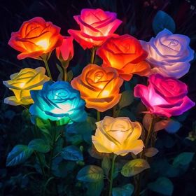 Solar Lights Outdoor Waterproof for Garden Decor, 4 Pack Solar Garden Lights for Outside, Outdoor Solar Lights for Yard with Solar Flowers Lights (Option: 6pcs)