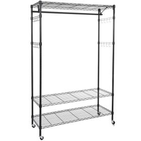 3-Tiers Large Size Heavy Duty Wire Shelving Garment Rolling Rack Clothing Rack (Option: as picture)