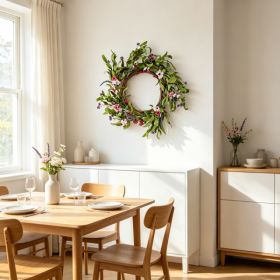 22inch & Green Artificial Wreath With Daisies, Year-Round Indoor & Outdoor Decor For Home, Window, Wedding & Festival (Option: 85763043)