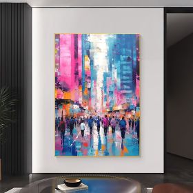 Hand Painted Oil Painting Abstract Cityscape Oil Painting on Canvas Original Urban Scenery Painting Modern Building Art Living room Wall Decor Cu (style: 01, size: 100X150cm)