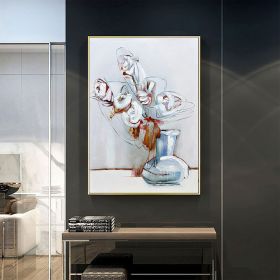 Hand Painted Oil Painting Abstract White Flowers Oil Painting Large Original Floral Canvas Wall Art Modern Living Room Flower Painting Bedroom De (style: 01, size: 150X220cm)