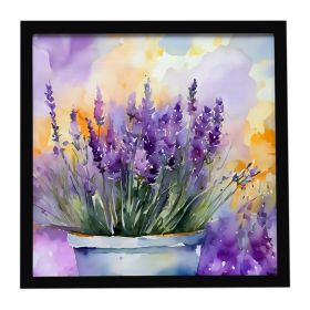 Lavender in Watercolor Framed Metal Print Bathroom, Kitchen, Office, Home Decor Wall Art Ready to Hang, Square, 8X8 (Default: Default)