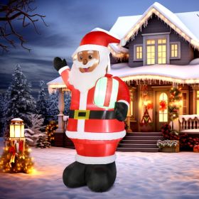 7 FT Lighted Christmas Inflatable Decoration, Inflatable Black Santa Claus Holding Gift, Funny Blow Up Yard Decorations With Built-in LED Lights (Option: 95726135)