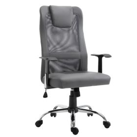 Office Chair High Back Mesh Ergonomic Computer Desk Seat Thick Padded Headrest with Armrest Office Grey (Option: Grey)