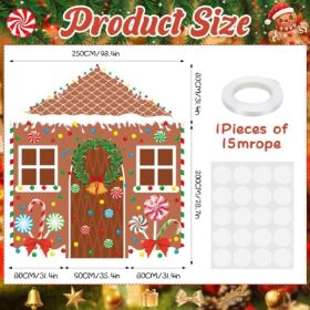 4 Pcs Christmas Gingerbread House Door Cover Decorations Gingerbread Door Cover Christmas House Backdrop For Xmas Holiday Party Supplies Home Sch (Option: 4 PCS)