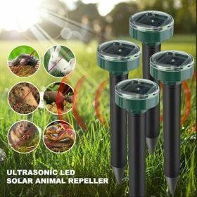 Solar Power Animal Repeller Ultrasonic Mole Pest Cat Mice Rodent Outdoor LED 2PK (Option: Without LED)