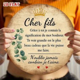 Dear Son French Round Aluminum Sign 8x8in Vintage Wall Art (Option: Tin)