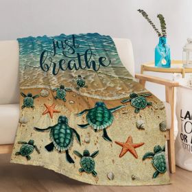 Tropical Baby Sea Turtle Flannel Fleece Blanket 3D Ocean Waves Flannel Soft Plush Throw Blanket Cozy Blankets for Bed Chair Car Sofa Couch Bedroo (Option: default title)