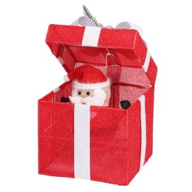 12in Motorized Pop-up Gift Box With Santa, Outdoor Christmas Decorations With Motor & 60 LED Lights, For Xmas Outdoor Holiday Indoor Decor Lighte (Option: Defaulttitle)