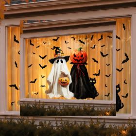 2 Pack Halloween Window Clings Ghost And Pumpkin Lantern Stickers For Glass Door Window Mirror Home Office Party Decor (Option: Ghost  Jack)