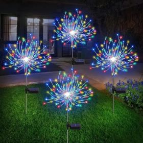 120 LED Solar Fireworks Lights, Starburst Fairy Lights with 8 Lighting Modes, IP4X, Solar Powered Pathway Lights for Patio, Yard, Christmas Holid (Option: Colorful)