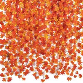 5 Pack Artificial Fall Leaf Garland, Autumn Maple Vine (Option: Orange)