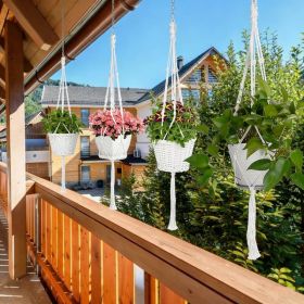 4 PCS Heavy Duty Hanging Plant Holder Natural Cotton Rope Planter Basket with Hanging Ring,Eco-Friendly Hanging Planter Basket Durable Cotton Rop (Option: 4 PCS)