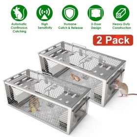 2Pcs Humane Mouse Trap Cage - Dual-Door Design for Continuous Catching, Heavy-Duty Galvanized Iron - Safe, Portable, Indoor/Outdoor Use, Quick 3- (Option: AS  PIC)
