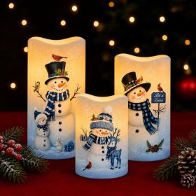 Blue Snowman Christmas Battery Operated Flameless Flickering LED Candles (Option: MULETY COLOUER)