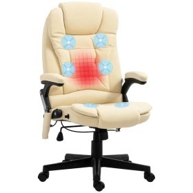 Office Chair Adjustable Heated Ergonomic Massage Swivel Vibrating High Back Leather Executive Chair Office Furniture (Beige) (Option: Beige)