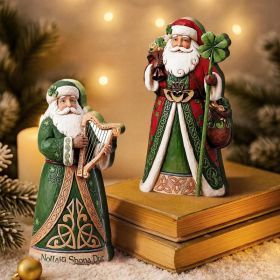 2-Piece Irish Christmas Santa Figurine Set, 6-Inch Celtic Decor (Option: MULTI)