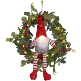 14 Christmas Gnome Wreath With LED Lights, Holiday Door Decor (Option: Red)