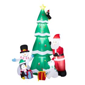 7.5FT Lighted Christmas Inflatable Decoration, Inflatable Christmas Tree With Santa And Snowman, Funny Blow Up Yard Decorations With Built-in LED (Option: Defaulttitle)