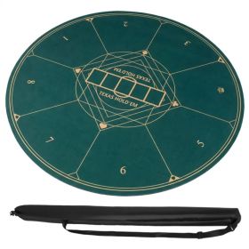 40" Round Foldable Poker Table Top Mat with Non-Slip Rubber Base, Portable Casino-Grade Poker Mat with Carrying Bag (Green) (Option: default title)