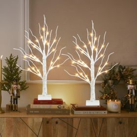 Home Decor, 2FT Birch Tree With LED Lights Warm White Light Up Tree (Option: White)