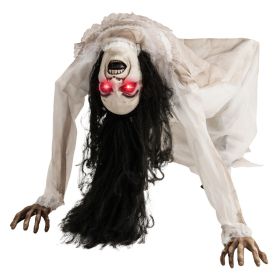 Halloween Animatronic Crawling Woman Ghost With LED Eyes And Vocally Triggered (Option: As shown)